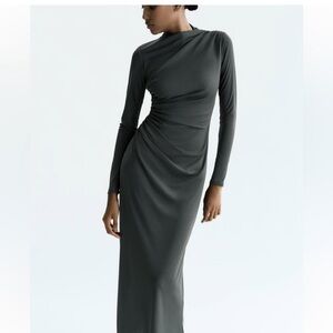 Zara Charcoal Long Sleeve Dress